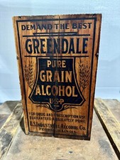 Antique Greendale Pure Grain Alcohol Crate Prohibition Pharmacy Advertising picture