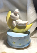 Vintage, ceramic music box, bunny sitting on  the moon Twinkle, twinkle picture