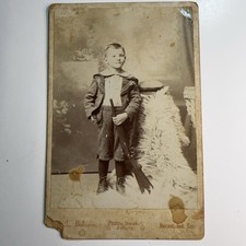 Antique L Baldwin Boy Rifle Durant I. T. Cabinet Card Photo 4x5.5 Sepia Original picture