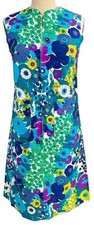 Vintage 1960s Styloungers Psychedelic Floral A Line Front Zip Shift Dress Size P picture