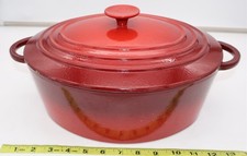 Vintage Staub Basix #31 Cast Iron Oval Red Orange Ombré Dutch Oven 6qt. picture