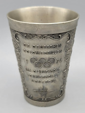 Rein ZINN Becker Olympics Stuttgart German Pewter Wine Cup Glass Embossed Mug picture