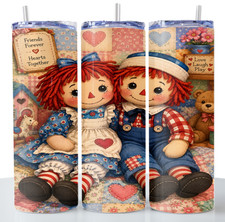 Raggedy Ann & Andy Dolls 20oz Skinny Tumbler Cup Stainless Steel picture