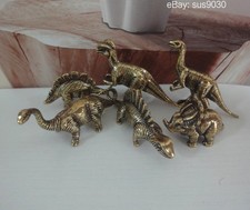 6pcs Vintage Solid Brass Dinosaurs Figurines Miniature Sculptures & Gift Box picture