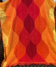 Vtg Cannon Seven Seas Royal Family XL Bath Towel 24x41 Fringe Red Yellow Orange picture