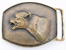 Cougar Mountain Lion Solid Bronze Shallizar Merlin Anderson Vintage Belt Buckle picture