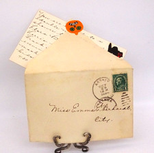 Vintage 1924 Halloween Invitation Set with Arthur, Illinois Postmark - Black Cat picture
