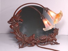 RARE Tiffany Studios Art Nouveau Bronze Lily Frog Lamp Mirror 1900s Signed LCT picture