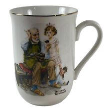 Norman Rockwell The Cobbler Mug Cup Gold Trim Rimmed Vintage picture