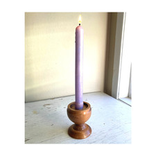 Single Turned Wood Candleholder Round Footed Wooden Taper Candle Stand picture