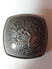 Vintage Djer Kiss Makeup Compact, Made France In 1925 By Kerkoff, Silver Plated picture