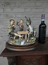 LArge capodimonte SARTORI porcelain marked cheating cardplayers statue italy picture