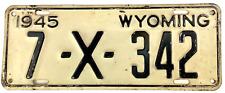 Wyoming 1945 License Plate Vintage Trailer Tag Goshen Co Cave Collector Decor picture