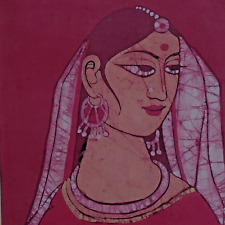 East Indian Woman Batik Fabric Picture Red picture