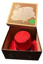Vintage 1940's Adam Hats Salesman Sample Red Hat with Box picture