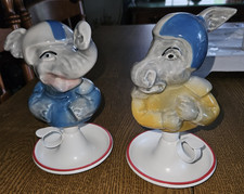 Vintage 1972 Jim Beam Republican & Democrat Football Decanter Tops & Holders EUC picture