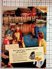 Vintage Kodak Camera Film Ad Fisherman Family Dock Scene Ephemera picture