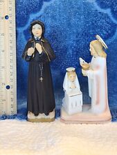 Vintage 1950's Sanmyro Jesus Little Girl First Communion Figurine & Nun 5”  picture