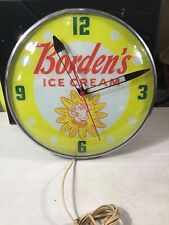 Vintage  BORDEN'S Ice Cream Clock Tested and Runs Perfectly 110/115 Volts AC picture