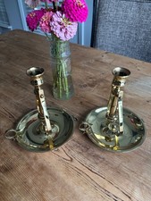 Vintage Solid Brass Ship's Gimbal Candle Holders / Sconces (Pair) Gift Ready picture