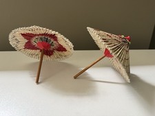 2 Vintage Japanese Origami Wagasa Miniature Umbrella Cigarette Possibly Winston picture