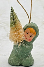 Vintage Teena Flanner Paper Mache Baby Tree Figurine Ornament Midwest of Cannon picture