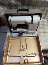 Vintage Elna Supermatic Blue White 722010 Portable Sewing Machine in Case Tested picture