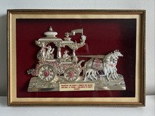 Vintage Indian Krishna Arjuna Chariot 3D Relief Wall Art Framed Hindu Dharma picture