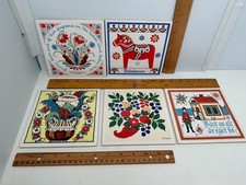 5 Vintage Swedish Design Ceramic Tile Berggren R/R Flowers 157 31 Bast av alt picture