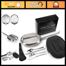Stainless Steel Military Mess Kit Plate Set - Outdoor Camping, Hiking, BBQ, Picn picture