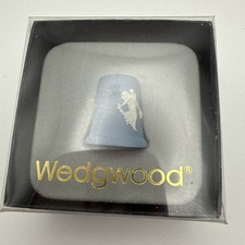 Wedgwood Blue Jasperware Thimble Floral Girl With Box England picture