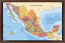 Trends International Map - Mexico Wall Poster, 22.375