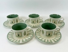 Pfaltzgraff Vintage Naturewood Green Herb Cups / Mugs and Saucer - Set of Five picture