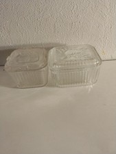 Vintage Lot of 2 Federal Glass Refrigerator Food Storage Containers - Fridgies picture