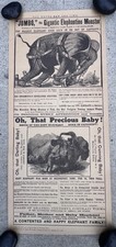 JUMBO Gigantic Elephantine Barnum Bailey & Hutchison Circus Vintage Broadside picture
