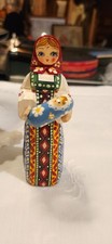 Rassian Wooden Hand Made And Hand Painted Folk Art Ornament Doll. picture