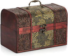 Vintage Treasure Chest Box, Pirate Keepsakes Box for Kids Gifts, Wooden Treas... picture
