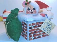 ANNALEE SANTA MOUSE DOWN CHIMNEY w/ Toy Bag 1995 Holiday Collection 8
