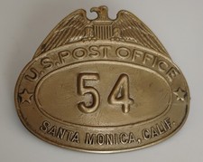 Antique U.S. Post Office Badge #54 Santa Monica California N.C. Walter New York picture