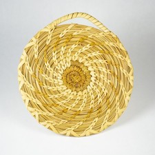 Tohono O'odham Split Stitch Basket Weave Wall Plaque Papago Trading Post 6.5