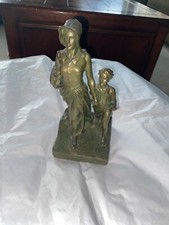 1927 ANTIQUE PIONEER WOMAN BRONZE STATUE Cherokee Strip Bryant Baker picture