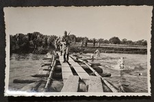 DRAMATIC SCENE France French Soldier Leads Horses River WW2 Military Photo picture