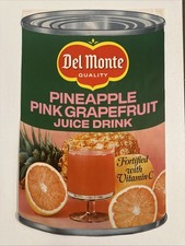 Large Vintage 1950s Lithograph Del Monte Can Double Aided Poster Pineapple Pink picture