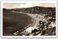 VINTAGE REAL PHOTO POSTCARD PHOTOGRAPH AERIAL SEA COAST BUILDINGS ALASSIO ITALY picture