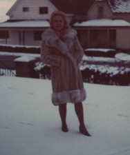 1960s Pretty Woman Coat Snow Winter Portrait House Neighborhood picture