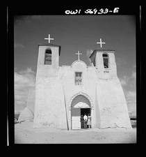 Photo:Adobe Church New Mexico 1930s San Miguel Mission Style Entrance picture