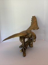 Vintage Large Brass Eagle perched On Branch 18” Wingspan 13” Tall Highest Point picture