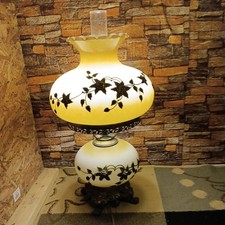  Antique MCM Falkenstein Hurricane Hollywood Regency Lamp Embossed Bronze Floral picture