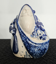 Vtg 1996 Eldreth Pottery Salt Glazed Stonewear Cobalt Blue Santa Claus Figurine picture