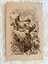 Antique Edwardian Postcard Gibson Art Co. Santa Whip Sleigh Toys Used picture